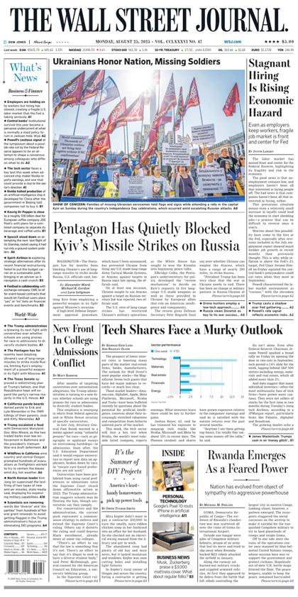 华尔街日报（The Wall Street Journal）2025年8月25号