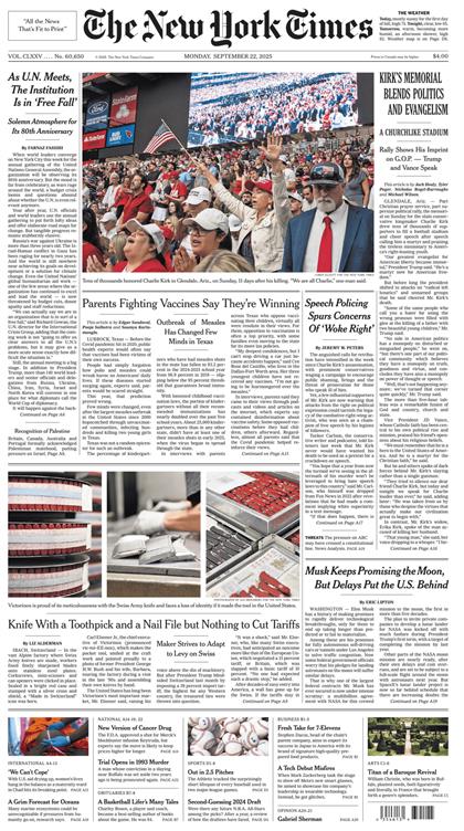 纽约时报（The New York Times）2025年9月22号