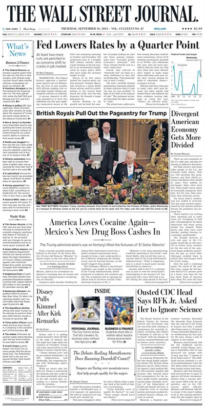 华尔街日报（The Wall Street Journal）2025年9月18号