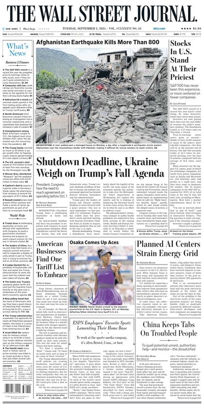华尔街日报（The Wall Street Journal）2025年9月2号