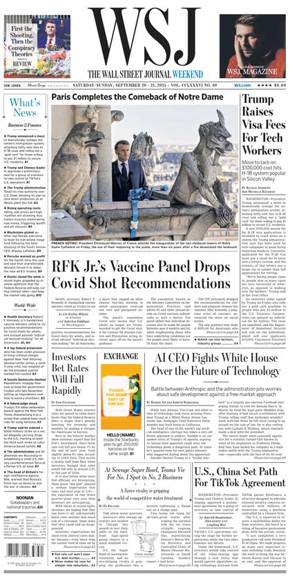 华尔街日报（The Wall Street Journal）2025年9月20-21号