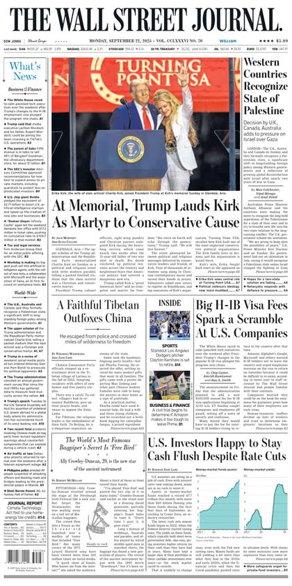 华尔街日报（The Wall Street Journal）2025年9月22号