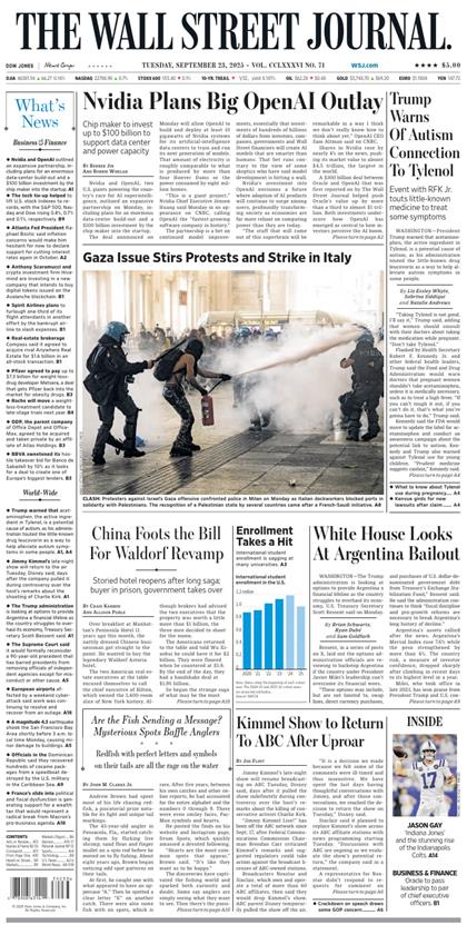 华尔街日报（The Wall Street Journal）2025年9月23号