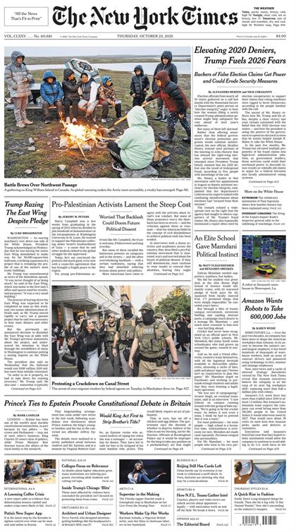 纽约时报（The New York Times）2025年10月23号