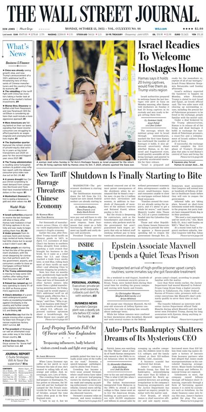 华尔街日报（The Wall Street Journal）2025年10月13号