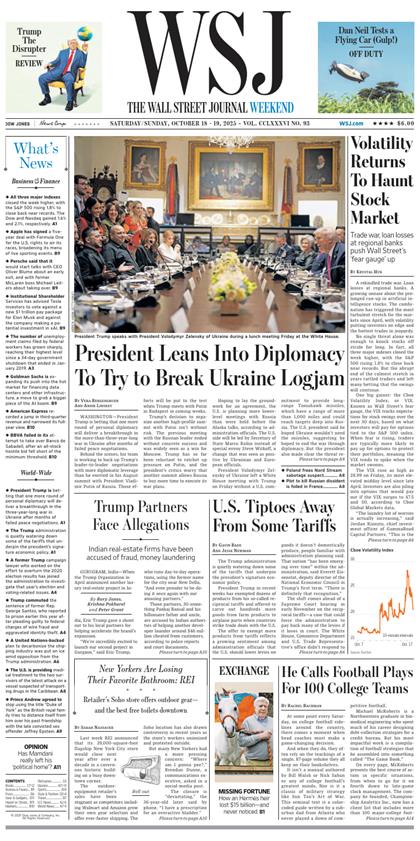 华尔街日报（The Wall Street Journal）2025年10月18-19号