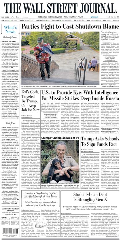 华尔街日报（The Wall Street Journal）2025年10月2号