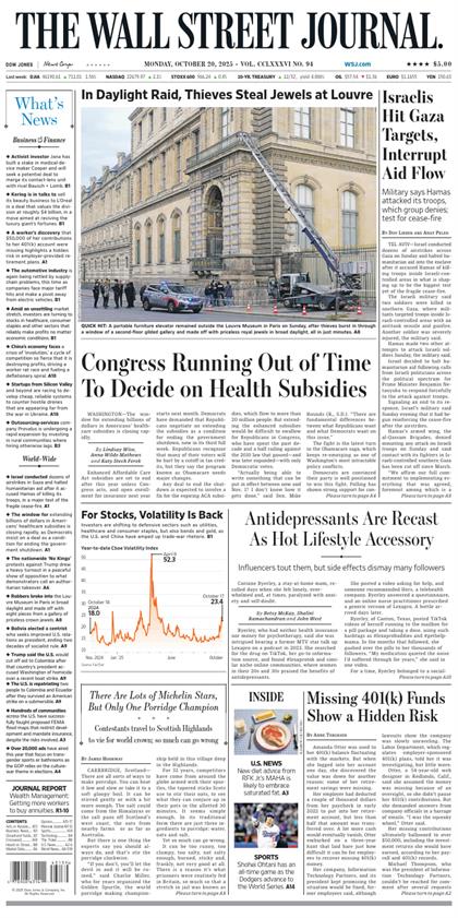 华尔街日报（The Wall Street Journal）2025年10月20号