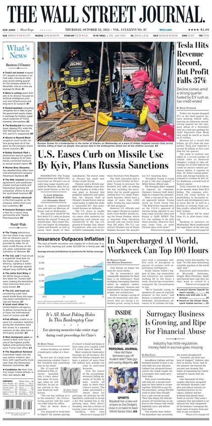 华尔街日报（The Wall Street Journal）2025年10月23号