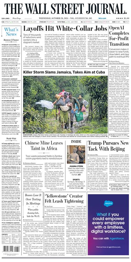 华尔街日报（The Wall Street Journal）2025年10月29号