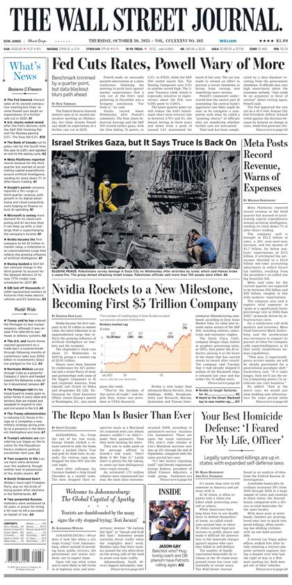 华尔街日报（The Wall Street Journal）2025年10月30号