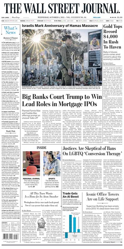 华尔街日报（The Wall Street Journal）2025年10月8号