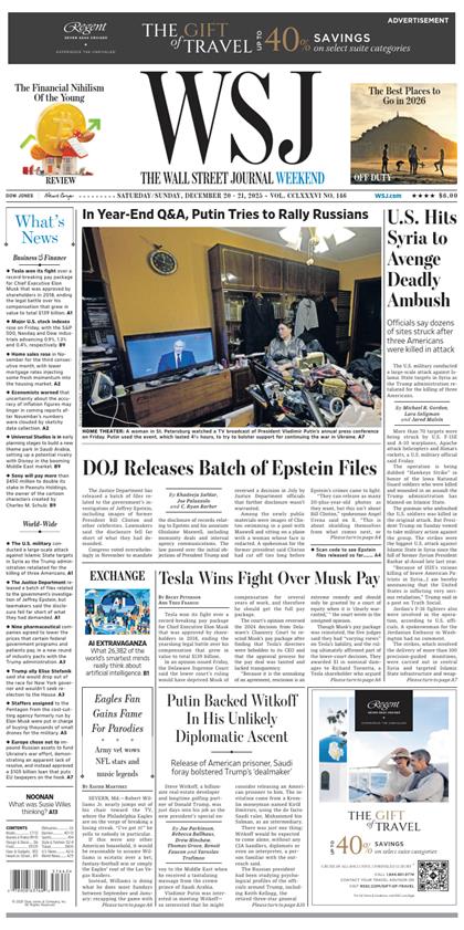 华尔街日报（The Wall Street Journal）2025年12月20-21号