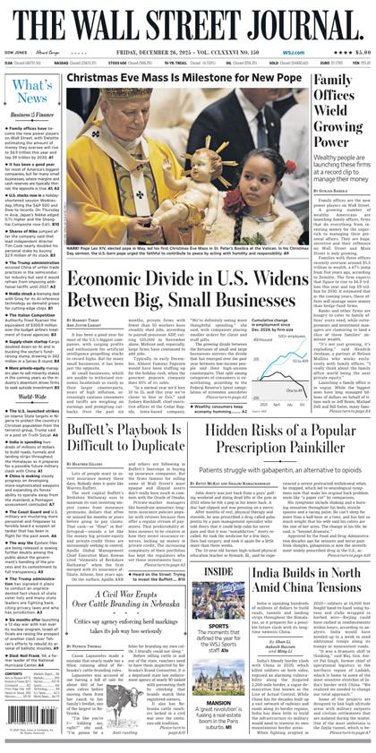 华尔街日报（The Wall Street Journal）2025年12月26号