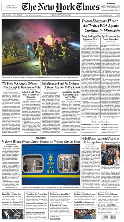 纽约时报（The New York Times）2026年1月16号