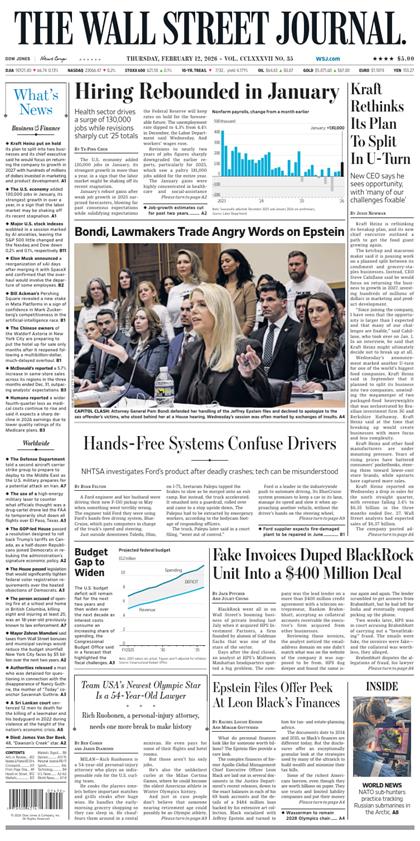 华尔街日报（The Wall Street Journal）2026年2月12日