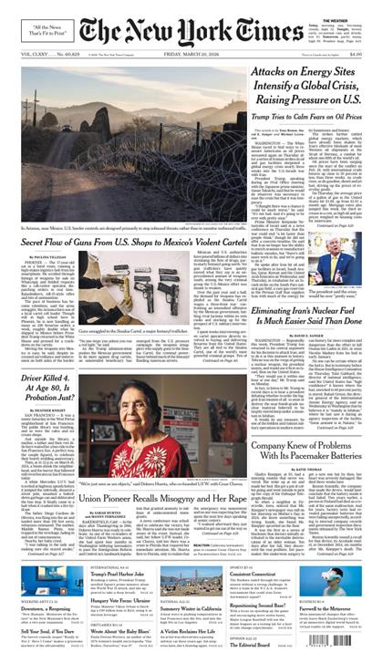 纽约时报（The New York Times）2026年3月20号