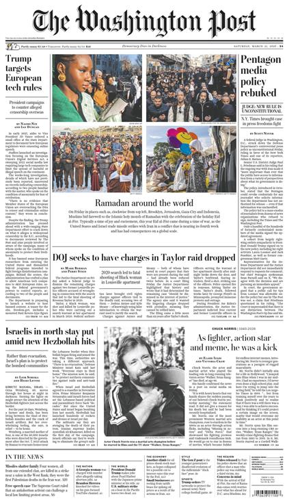 华盛顿邮报（The Washington Post）2026年3月21号