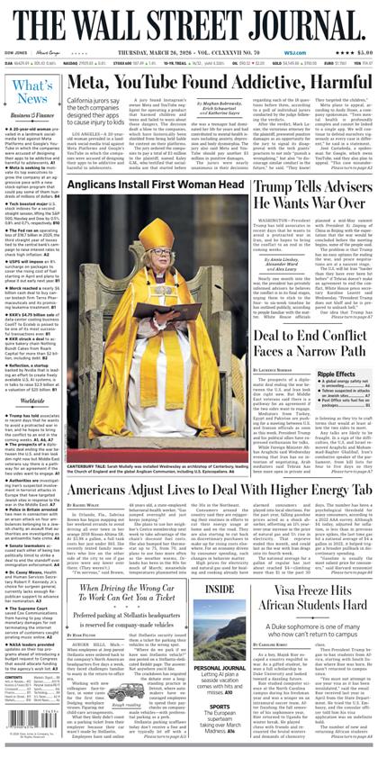 华尔街日报（The Wall Street Journal）2026年3月26日