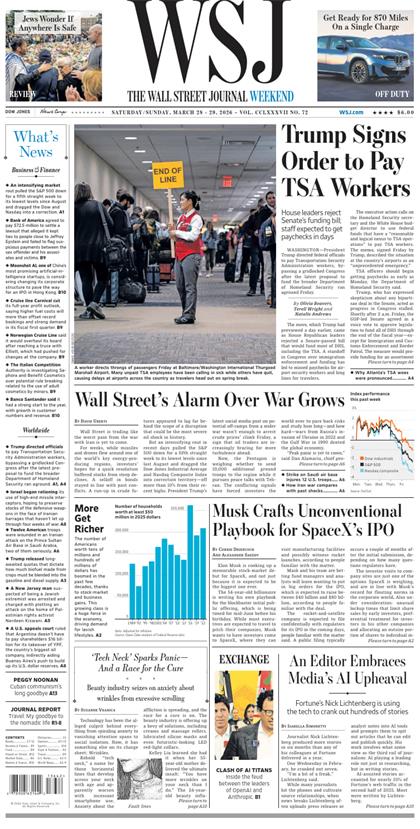 华尔街日报（The Wall Street Journal）2026年3月28-29日